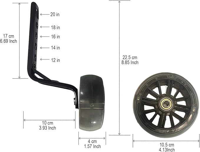 1 Pair Bike Training Wheels Mute Flash Wheels,Children Bicycle Wheels Flash Mute Wheel Compatible for 12 14 16 18 20 inch Single Speed Bike
