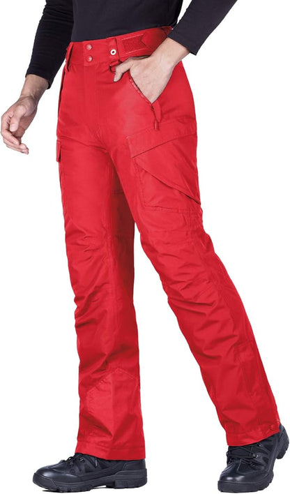FREE SOLDIER Men's Waterproof Snow Insulated Pants Winter Skiing Snowboarding Pants with Zipper Pockets