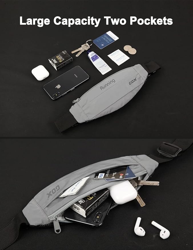 Gox Fanny Pack For Men Running Pouch Belt,Phone Holder Waist Pack Sport Hiking Walking Traveling (silver)