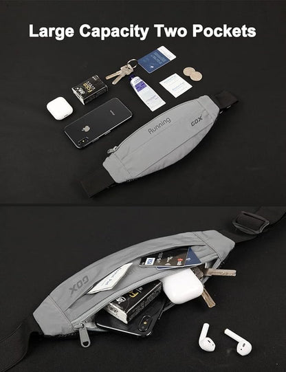 Gox Fanny Pack For Men Running Pouch Belt,Phone Holder Waist Pack Sport Hiking Walking Traveling (silver)