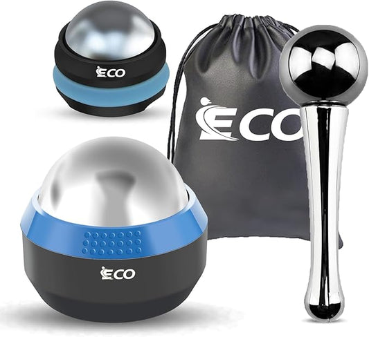 iECO Cryosphere Cold Massage Roller Ball – Ice Cold and Hot for Deep Tissue and Sore Muscle Relief of Stiffness and Stress, Body, Neck, Back, Foot, Plantar Fasciitis, Gifts for Him