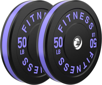 2 Inch Bumper Plates，10-500lbs，Barbell Rubber Olympic Weight Plates Set for Home Gym, Strength Training & Weight Lifting, Multiple Options Colors