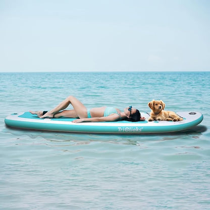 10' Inflatable Stand Up Paddle Board, Ultra-Light Wide Yoga Board for All Skill Levels with Premium SUP Paddleboard Accessories, 84L Waterproof Bag, Non-Slip Comfort Deck for Youth & Adults