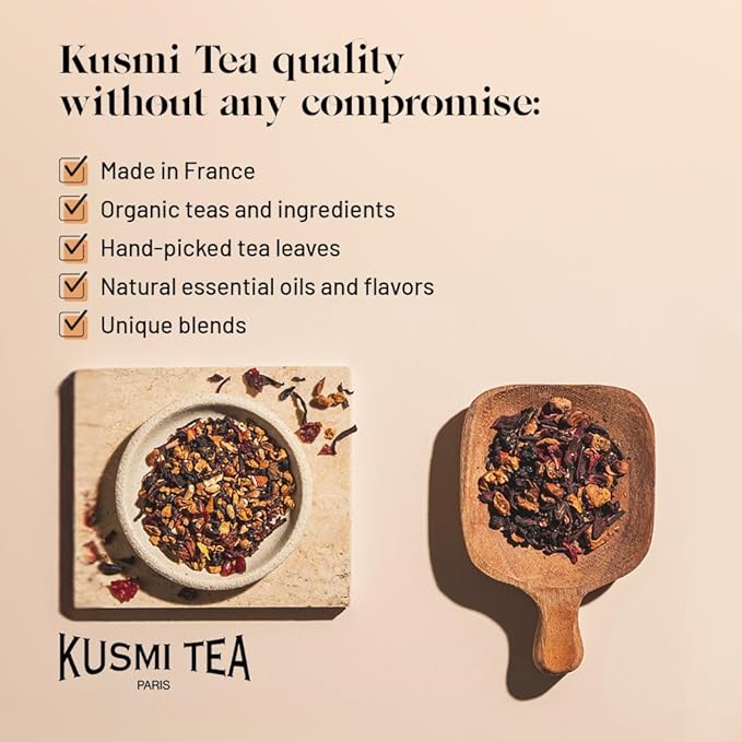 Kusmi Tea - Pack of 2 Boxes of Tea Bags - Detox - Organic Blend of Green Tea, Mate & Lemon - Lemongrass, Rose Hip and Lemon Flavours - Enjoy Hot or Iced - 2x20 Tea Bags