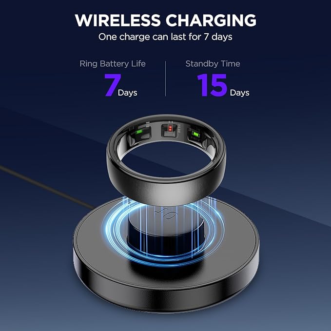 Fitness Tracker, Smart Ring for Women Men, Fitness Ring with Sleep Tracker, 24/7 Heart Rate Monitor, Health Activity Trackers,Step Counter,Calorie Pedometer,No Subscription,for iOS Android(Black,#14)