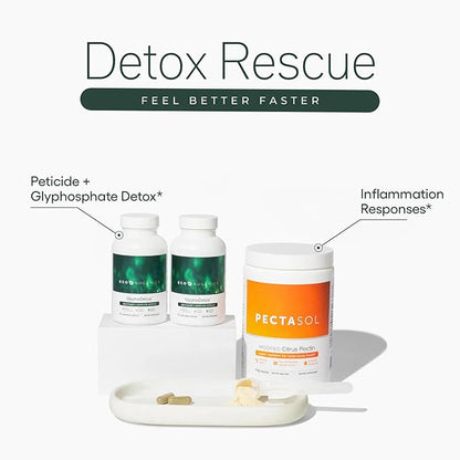 EcoNugenics Detox Rescue Supplement Bundle for Men & Women – PectaSol Modified Citrus Pectin Fiber + 2 GlyphoDetox Bottles — Safely Removes Pesticides & Agricultural Toxins, Offers Total-Body Support