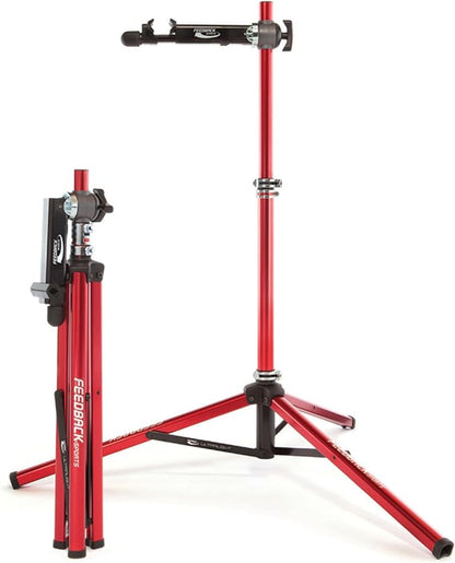 Feedback Sports | Ultralight Bike Repair Stand | Bicycle Workstand W/Tripod Base | Lightweight and Durable Aluminum | Red (Red, Ultralight)