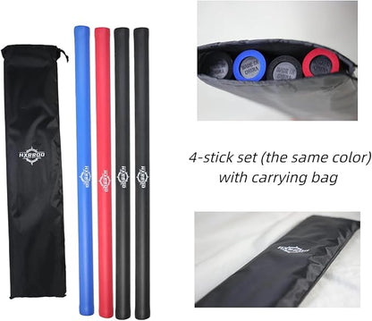 Kali Sticks Martial Arts Foam Padded Escrima Sticks for Safe Practice Training and Sparring with Carry Bag Case - 4 Packs