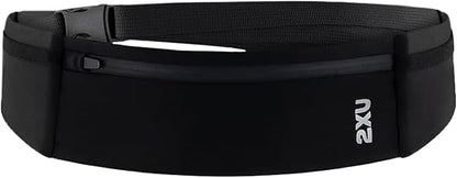 2XU Unisex Run Belt Black - Lightweight and Adjustable Fitness Waist Pack for Running, Jogging, and Outdoor Activities - Securely Holds Phone, Keys, and Essentials - One Size