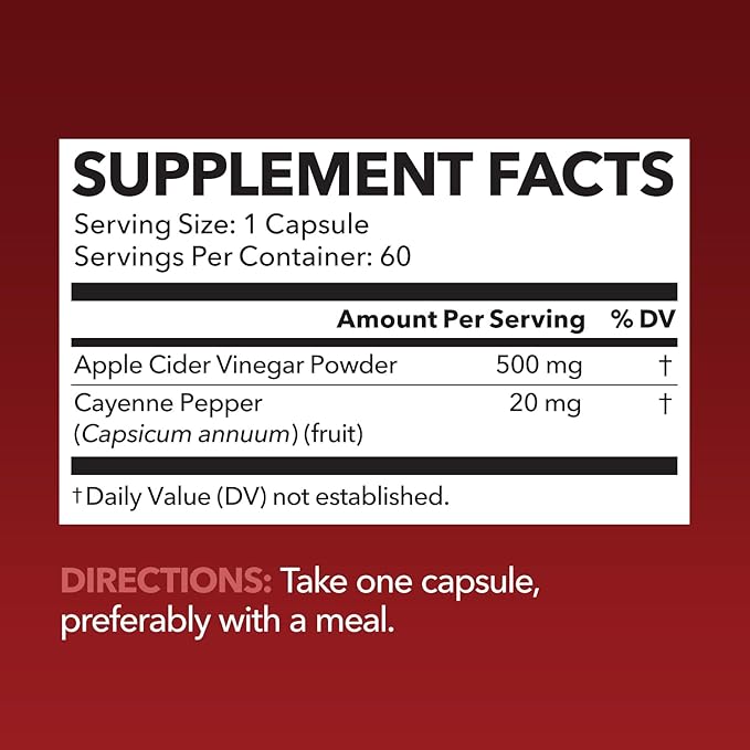 HAVASU NUTRITION Apple Cider Vinegar Capsules with 500mg Apple Cider Vinegar and 20mg Cayenne Pepper - Bloating Relief and Appetite Suppressant; Non-GMO; 60 Capsules for Men and Women