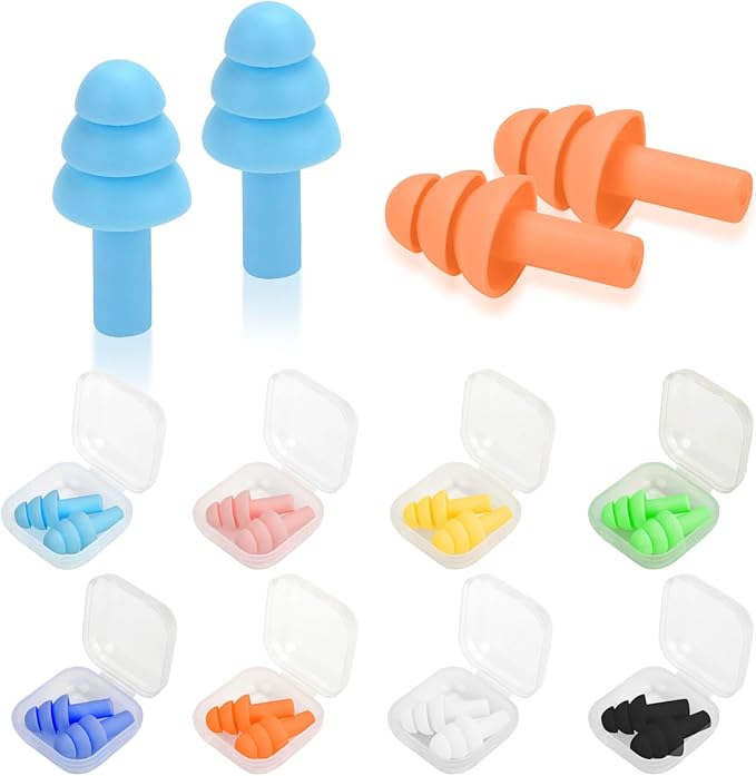 Ear Plugs for Swimming,Sleeping Noise Cancelling,Snoring,Shoting,Working, Reusable Silicone Earplugs, Super Soft Ear Plug for Noise Reduction, Ears Protection (8 Colors)