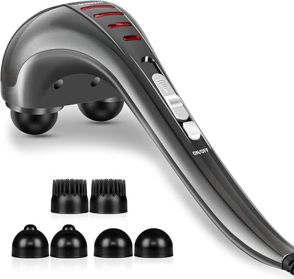 Handheld Neck Back Massager for Pain Relief Deep Tissue, Electric Double Head Percussion Massage MG460 for Shoulder, Leg, Foot, Muscles, Full Body