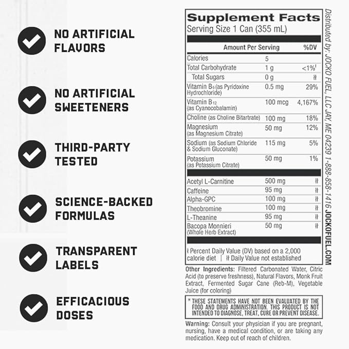 Jocko GO Energy Drink - Keto, Vitamin B12, Vitamin B6, Electrolytes, L Theanine, Magnesium- Energy Boost, Sugar Free Nootropic Monk Fruit Blend - 12 Pack (Nitro Pop)