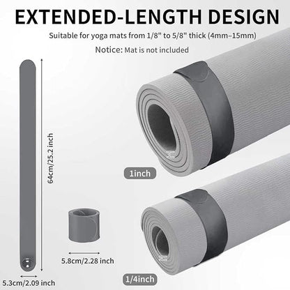 25" Yoga Mat Strap | Slap Band Holder for Carrying and Storage Mats | Rolled Scrunchie Yoga Essential Accessory