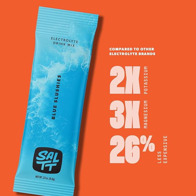 Keto Chow SALTT Electrolytes Powder Packets, Blue Slushies (30 Hydration Packets) - Magnesium, Potassium, Sodium, Trace Minerals - Vegan, Sugar Free, Gluten Free - Travel Essentials - Made in USA