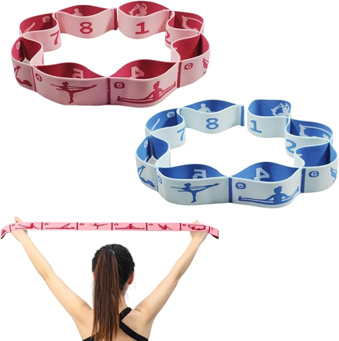Elastic Yoga Stretching Strap with Loops, CEILIWEN Stretch Straps For Physical Therapy, Pilates Stretch Band, Elastic Exercise Bands, Leg Stretching Strap, Stretch Resistance Bands For Exercise
