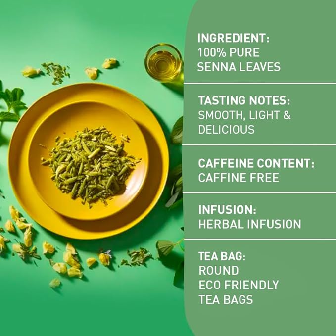 HANDPICK, Senna Tea Bags (50 Count) Non-GMO, Caffeine Free, Senna Leaves- Mild Taste | Premium Round Eco-conscious Tea Bags