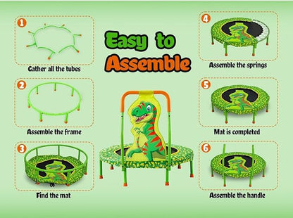 36 Inch Toddler Trampoline with Handle, Outdoor Indoor Trampoline for Kids, Mini Trampolines with Handlebar, Gifts for Boys and Girl, Small Kid Baby Trampolines