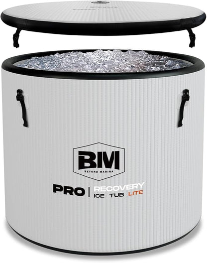 Inflatable Ice Bath Tub for Athletes, Cold Plunge Recovery Tub with Insulated Lid, EVA Groundsheet, Backpack, 115 Gallon Capacity, 37.4" x 37.4" x 29.53", Portable Durable Design