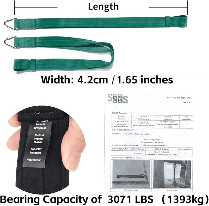 4.9ft (1.5m) Aerial Loops Straps – Professional Aerial Yoga Ropes for Acrobatics, Circus Training & Fitness – Strong Nylon Trapeze Straps for Aerial Silks, Hammock, Dance & Performance Arts