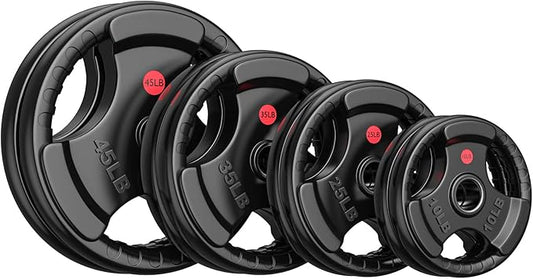 GIKPAL 2-inch Rubber Olympic Grip Weight Plates for Strength Training, Weightlifting in Home & Gym, Barbell Weights Plates Set (2.5/5/10/25/35/45 LB)