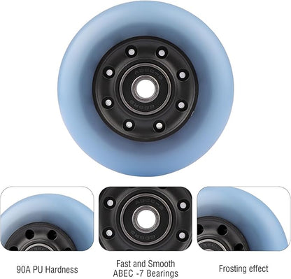 2-Pack 76mm PU Caster Board Replacement Wheel Set 90A Compatible with Razor RipStik Classic Air, DLX G Ripsurf (Blue)