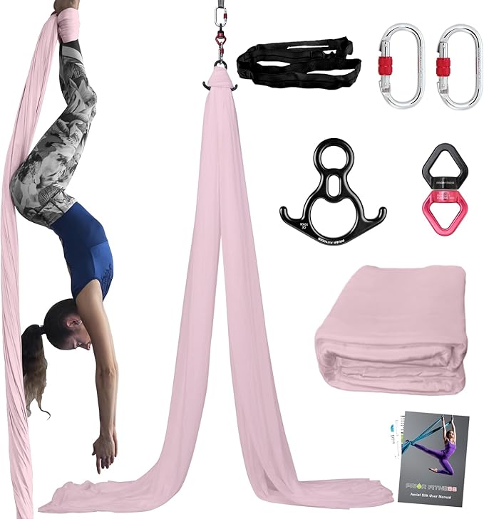 PRIOR FITNESS Aerial Silks Kit Colorful 9/15/20 Yards 40D Nylon Fabric Hammock Set With Hardware & Guide for All Levels Of Aerial Yoga Practice and Acrobatic Flying For Adults Aerial silk