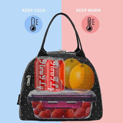 FlowFly Insulated Lunch Cooler Bag - Tote Bag Organizer for Women/Men, Dot