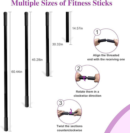 5ft Yoga Stick - Sturdy Steel Adjustable Stretching Stick for Mobility,Flexibility & Balance | Non-Slip Ends & Foam Handles | Exercise Pole for Fitness,Physical Therapy,Posture Correction