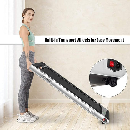 GYMAX Walking Pad, 2.25HP Foldable Treadmill with Smart App & Remote Control, Bluetooth LED Monitor, Small Spaces Compact Running Machine, Folding Portable Under Desk Treadmill for Home Office
