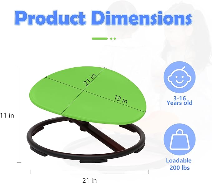 makarci Spinning Chair for Autistic Kids - Kids Sensory Chair, Sit and Spin Toys for Toddlers, Autism Sensory Products for Body Coordination & Balance, Sensory Play(Green)