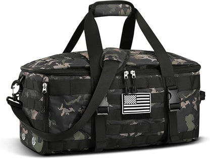 ETRONIK Gym Bags for Men, Tactical Duffle Bag Backpack with Shoe Compartment, 3 in 1 Carry on Bag Travel Backpack with Wet Pocket, Weekender Overnight Range Bag for Workout Football Gym, Camouflage
