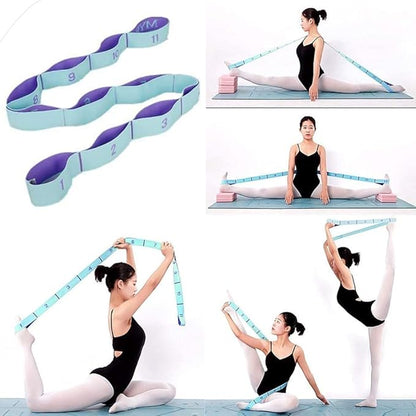 Elastic Stretching Strap with 11 Loops, Multi-Loop Yoga Stretching Strap Elastic Exercise Band, Improve Flexibility Arm Leg Stretching Strap Home Gym Equipment for Physical Therapy Pilates Gymnastics