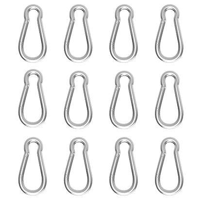 12PCS M5 Spring Snap Hook Carabiner, Heavy Duty Galvanized Steel Carabiner Clip, 220LBS Holding Capacity Spring Clips for Hammock Swing Outdoor Travel