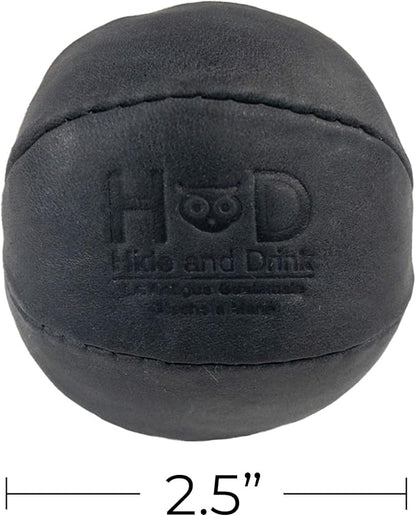Hide & Drink, Stress Ball, Relieve Fidgeting and Anxiety, Exercise Hand, Squishy Tension Accessory, Great for The Office, Classic Style, Full Grain Leather, Handmade, Charcoal Black