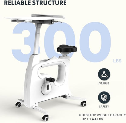 FLEXISPOT Exercise Bike with 2D Desktop, Space Saving Under Desk Bike with Removable Desk, Stationary Bikes Indoor Bikes with 300LBS Heavy Duty 8-Level Resistance Flywheel Optional LCD, V9PRO/V9MAX