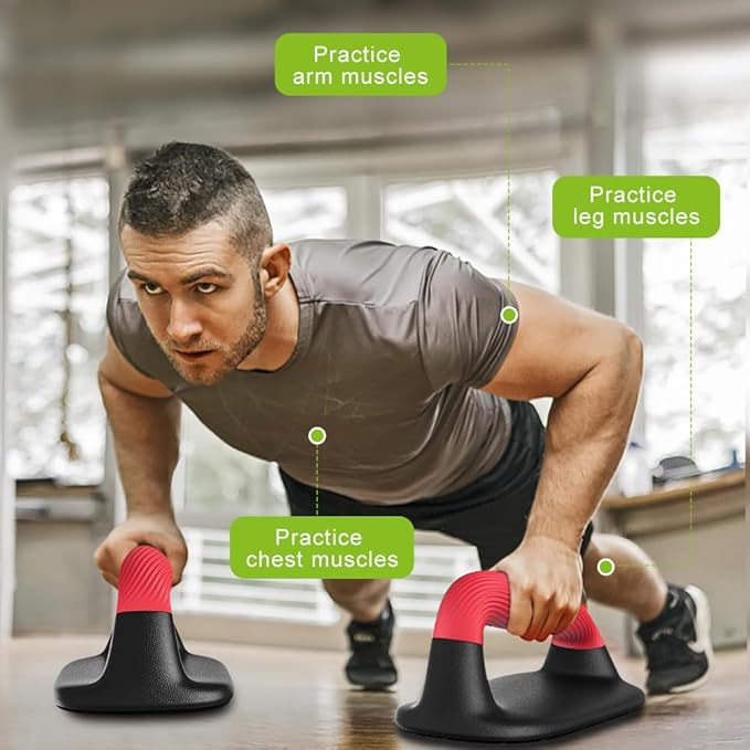 Kipika Push Up Bars, Pushup Stands With Thickened Soft Plastic Handle, Stable and Non-Slip Base, Pushup Handles Perfect for Floor Strength Training