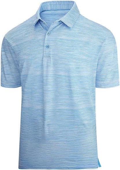 Esabel.C Jacquard Golf Shirts for Men Moisture Wicking Short Sleeve Performance Dry Fit Active Mens Polo Shirts