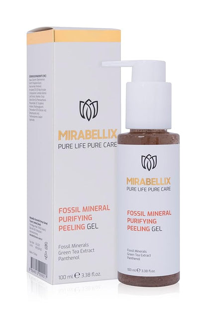 Fossil Mineral Purifying Peeling Gel 100ML – Exfoliating Gel with Green Tea, Rice Oil & Vitamin E for Deep Cleansing, Pore Refining, Blackhead Removal & Skin Brightening