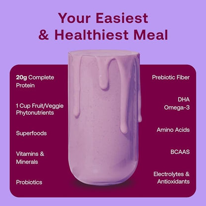 Happy Viking Berry Parfait Plant Protein Powder, Created by Venus Williams, 20G Protein, Low Carb, Keto, Vegan, Gluten-Free, Non-GMO, Superfoods, Complete Meal Replacement, 1 Canister (24 oz.)