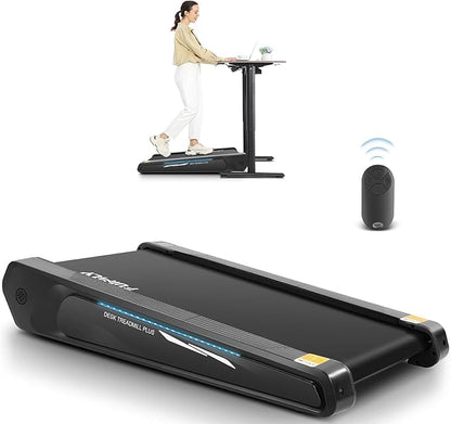 FUNMILY Smallest Walking Pad with 5% Incline, 2 in 1 Under Desk Treadmill for Home Office, 2.5 HP Mini Compact Walking Treadmill, Installation-Free/300lbs Weight Capacity/Unique Lighting Design