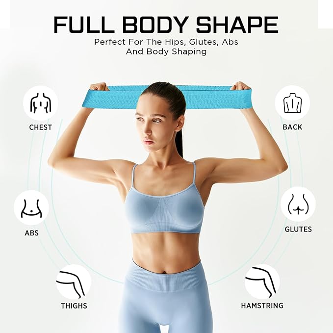 12 Pcs Fabric Resistance Bands for Working Out Booty Workout Stretch Exercise Bands Non Slip for Legs Squat Resistance Loop for Women Men Starter Butt Hip Thigh Fitness