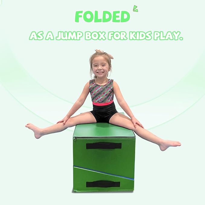 Kangaroo Hoppers Incline Gymnastics Mat, 48”x24”x14” / 56"x28"x15" / 34”x24”x13” Folding Wedge for Kids Tumbling, Skill Training, Multiple Colors Cheese Mat for Gymnastics, Home Gym Exercise