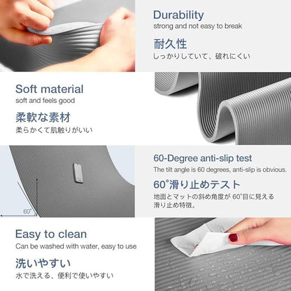 Thick Yoga Mat Non Slip, Large Size 72" L x 32" W x 0.6" TH, Premium Exercise & Fitness Mat with Carrying Strap and Bag, Workout Mats for Home