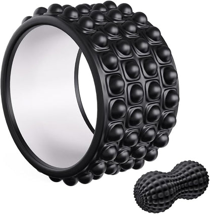 Kipika Back Roller Wheel,Back Stretcher,Back Cracker,Yoga Wheel, Foam Roller for Back Pain Relief and Posture Correction with Massage Ball