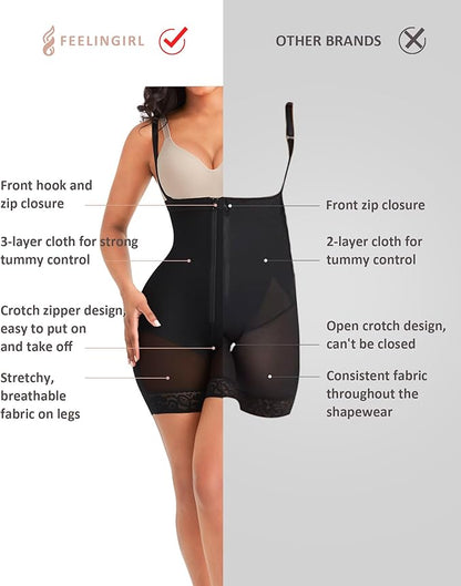 FeelinGirl Faja Body Shaper Tummy Control Shapewear for Women Butt Lifter Post Surgery Fajas Postparto Para Mujer