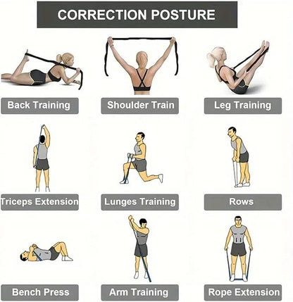 Elastic Yoga Stretching Strap with Loops, CEILIWEN Stretch Straps For Physical Therapy, Pilates Stretch Band, Elastic Exercise Bands, Leg Stretching Strap, Stretch Resistance Bands For Exercise