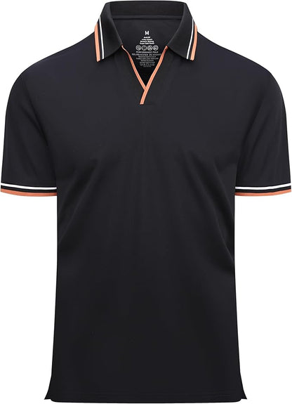 Esabel.C Jacquard Golf Shirts for Men Moisture Wicking Short Sleeve Performance Dry Fit Active Mens Polo Shirts