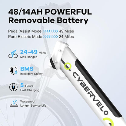 1000 Peak Electric Bike for Adults,up 80 Miles Removable Battery Ebike, 26" Electric E Bike with 7-Speed,Adult Electric Bicycles for Commute Beach Snow Womens All Terrain