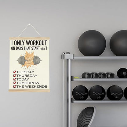 Gym Motivational Posters Funny College Dorm Posters Gifts for Guys Girls Friends I Only Workout on Days That Start with T Gym Flag Wall Art Decor Sign for Home Gym Bedroom Office